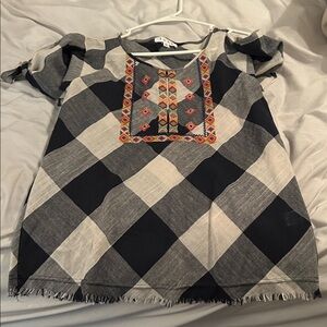 THML Checkered Top with‎ Embroidered Detail